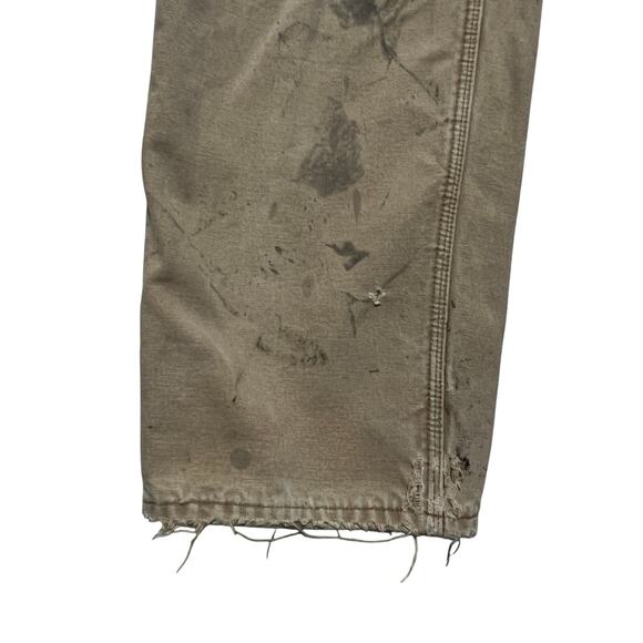Carhartt Carpenter Work Pants Sz 38x34 Tan Flannel Lined Distressed Vintage Y2K - Picture 7 of 15